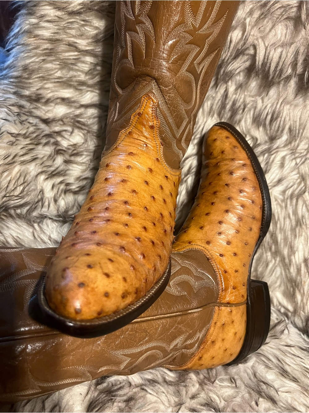 Tony Lama Pecan Brown and Tan Ostrich Western Boots Sz 8 B - Picture 14 of 14